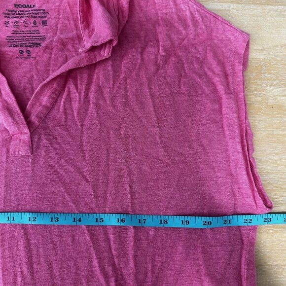 Ecoalf Shirt Womens XL Pink 100% Linen Sustainable Short Sleeve Polo Top - Picture 11 of 12